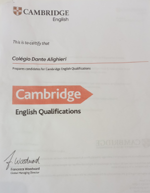 Certificado de Centro de Preparação para os exames de Cambridge